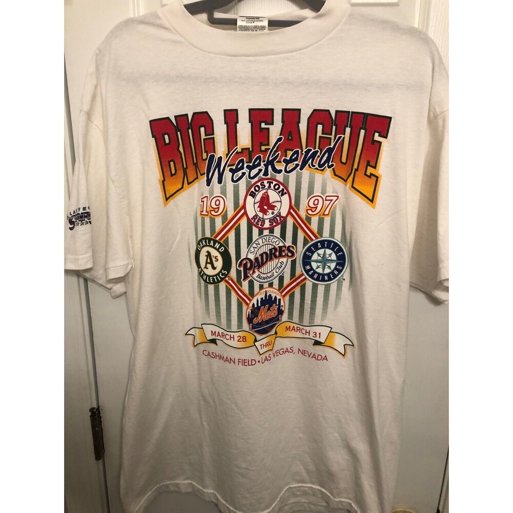 Vintage MLB Big League Weekend Las Vegas T Shirt 1997 XL Made in USA Red Sox-A's